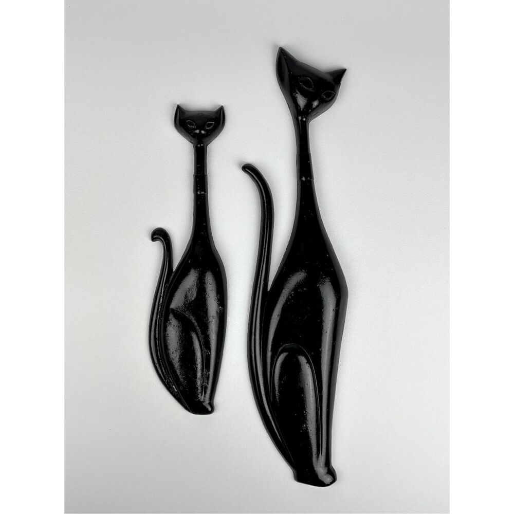 Vtg 1960s Sexton Siamese Cats Wall Art Metal Original Mid Century Modern - Pair